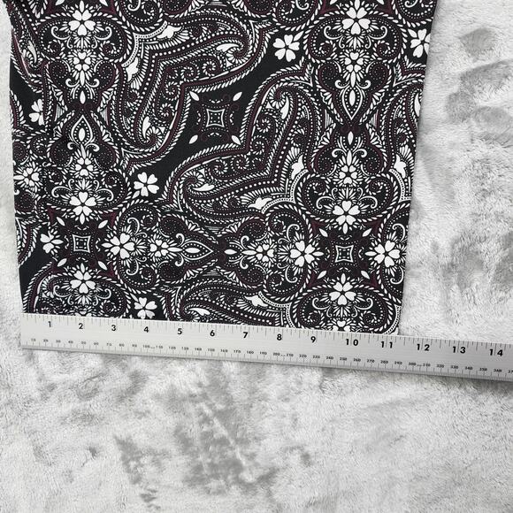 Apt 9 Pants Womens L Black White Floral Pull On Ruched Waist Wide Crop Palazzo - Picture 9 of 10